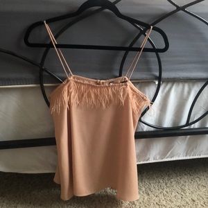 Pink feather tank top